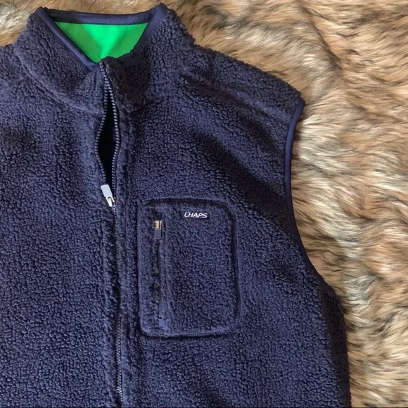 Retro Chaps Sport Active teddy Fleece Vest Blue - Picture 3 of 10